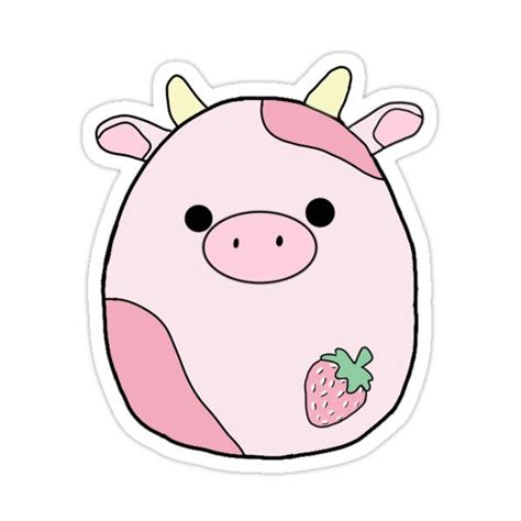 strawberry cow squishmallow Sticker by mallowmaddie in 2022 | Cute ...