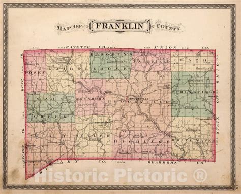 Historic Map : County Atlas Map, Franklin County, Indiana. 1882 - Vint ...