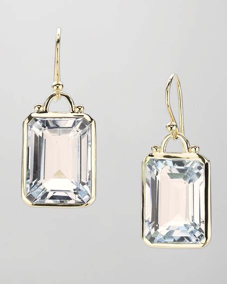 Elizabeth Showers Square White Quartz Drop Earrings