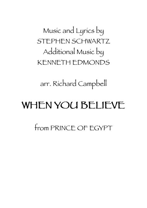 When You Believe (arr. Richard Campbell) Sheet Music | Whitney Houston ...