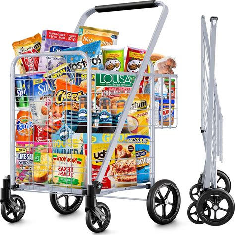 Amazon.com: Shopping Cart, Jumbo Double Basket Grocery Cart 350 lbs ...