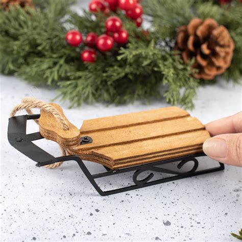 Old Fashioned Wooden Sled Ornament - Table Decor - Christmas and Winter ...