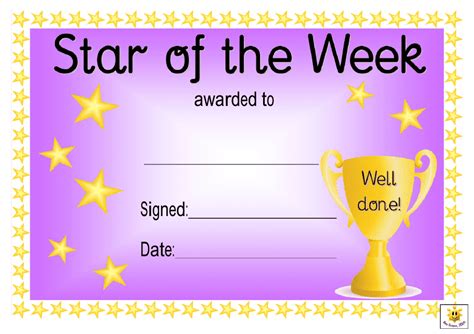 Star of the Week Award Certificate Template - Violet Download Printable ...