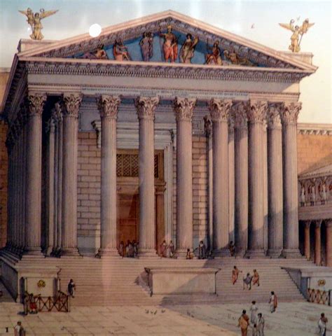 restored view of mars ultor temple in Rome, very typical roman temple ...