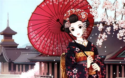 anime, Anime girls, Kimono, Traditional clothing, Cherry blossom ...