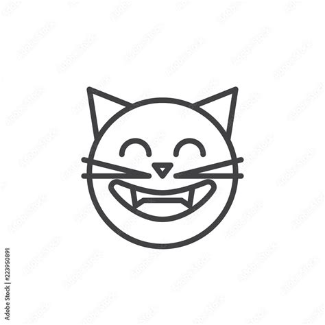 Laughing cat face emoticon outline icon. linear style sign for mobile ...