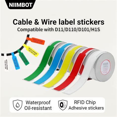 NIIMBOT Cable Label D11/D110/D101 Paper Data Line Identification Fiber ...