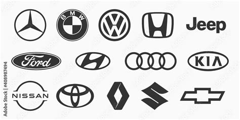 Black logo of popular brands of cars on a white background. Vector ...