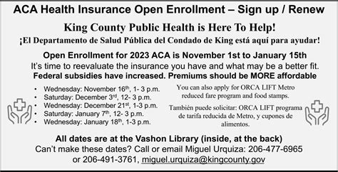 ACA Health Insurance Open Enrollment – The Vashon Loop