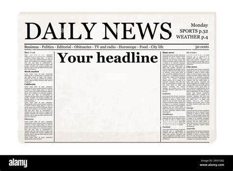 Newspaper front page template. Blank old vector generic newspaper ...