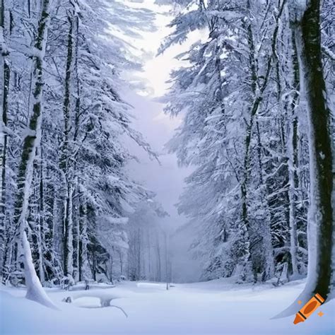 Snowy forest on Craiyon