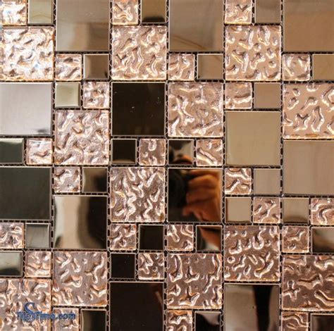 Copper Glass Mosaic Tile 2″x2″, 1″x1″ | Glass mosaic tiles, Mosaic ...