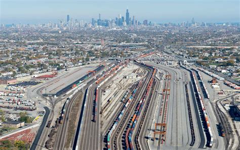 rail yard, Train, City, Chicago, USA, Aerial view, Cicero illinois ...