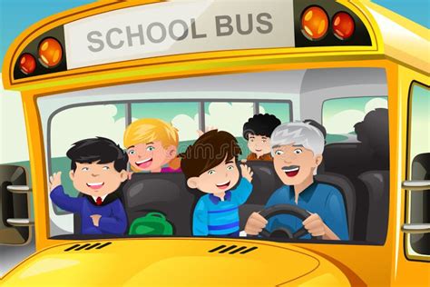 Kids Having Fun In A School Bus Stock Vector - Image: 40373659