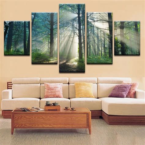 HD Printed Painting Modern Wall Art Pictures Sunshine Forest Natural ...