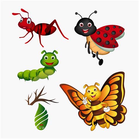 Collection of insect cartoon design. Pack of bug cartoon design icon ...