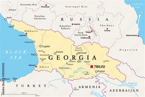 Vetor do Stock: Georgia, political map, with capital Tbilisi, and ...