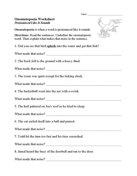 Onomatopoeia Worksheet | Literary Techniques Activity