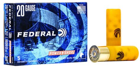 Federal F203RS Power-Shok 20 Gauge 2.75" Rifled Slug 3/4 oz Slug Shot 5 ...