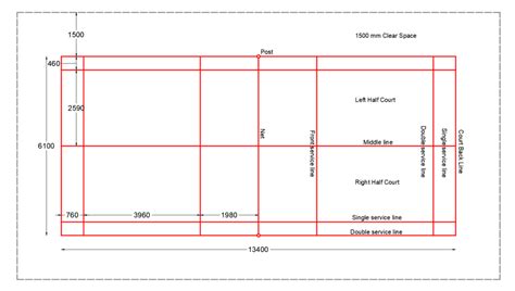 Badminton Court (Standard dimensions & Drawing) - Layak Architect