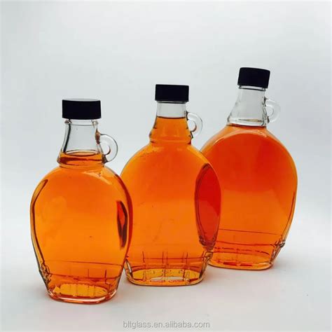 250ml 375ml 500ml Empty Maple Syrup Glass Bottle With Black Plastic ...