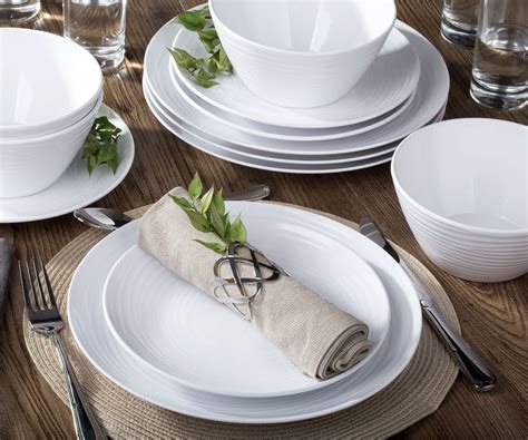 Parhoma 12-Piece Modern White Dinnerware Set - Durable, Everyday ...