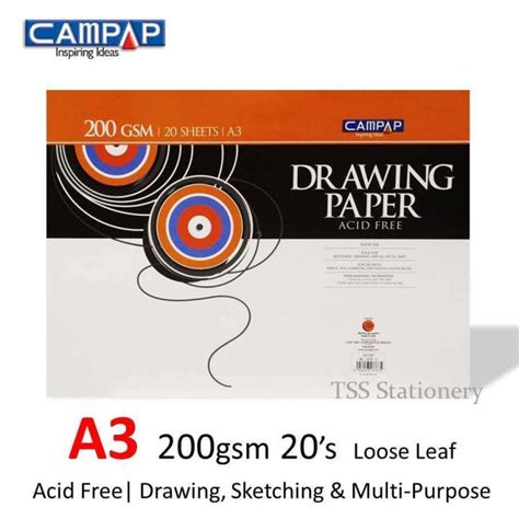 Campap Premium Drawing Paper A3 200gsm/20 Sheet | Kertas Lukisan ...