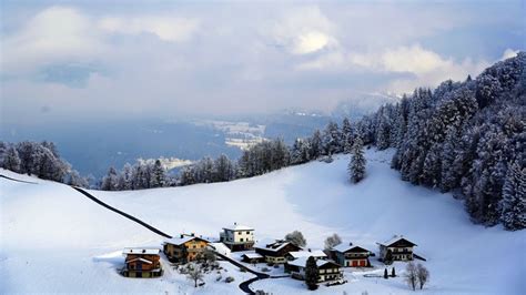 4K, Austria, Mountains, Winter, Houses, Alps, Snow, Clouds, Village, HD ...