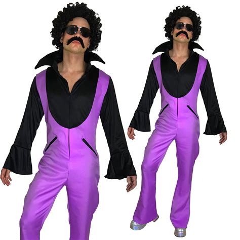 70s 80s Disco Popstar Mens Costume Saturday Disco Nights Fever Jumpsuit ...