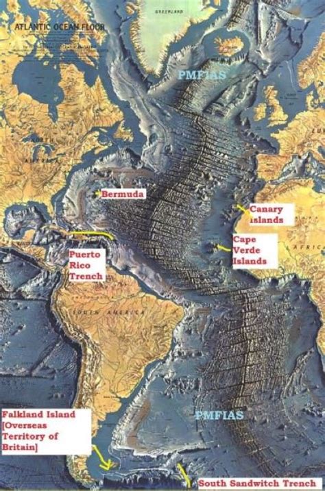 Atlantic Ocean relief-trenches | Geography map, Earth and space science ...