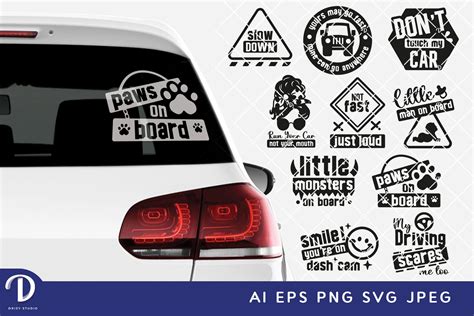 Funny Car Decal SVG Set of 10 - Drizy Studio