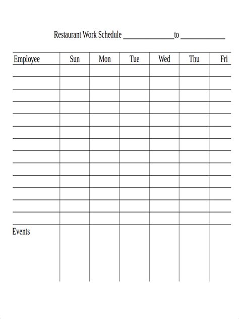 Restaurant Schedule - 12+ Examples, Google Docs, Google Sheets, Excel ...