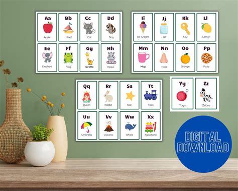 Printable Alphabet Flashcards Game Fun ABC Learning Activity Instant ...