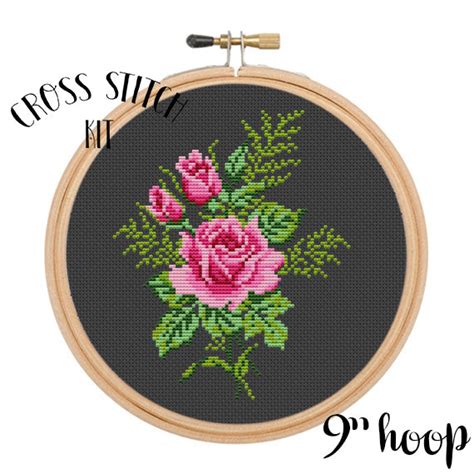 Pink Rose Cross Stitch Kit – Funny Cross Stitch