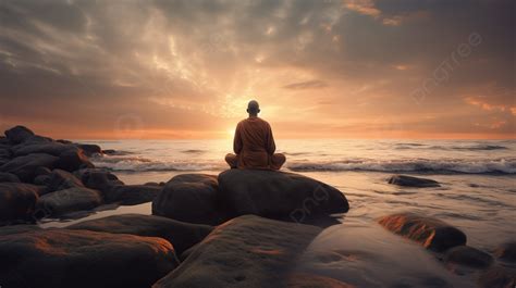 Buddhist Meditation On Ocean Background, Picture Of Meditation ...