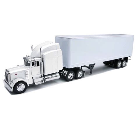 1:32 Scale Peterbilt 379 With Dry Van - All-White Toy Truck Trailer ...