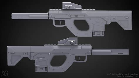 ArtStation - Sci-Fi Submachine Gun (High Poly Practice)