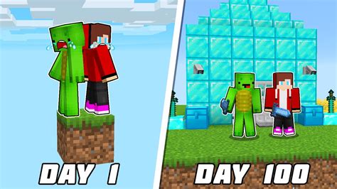 MAZEN JJ AND MIKEY SURVIVE ON ONE BLOCK FOR 100 DAYS IN MINECRAFT ...