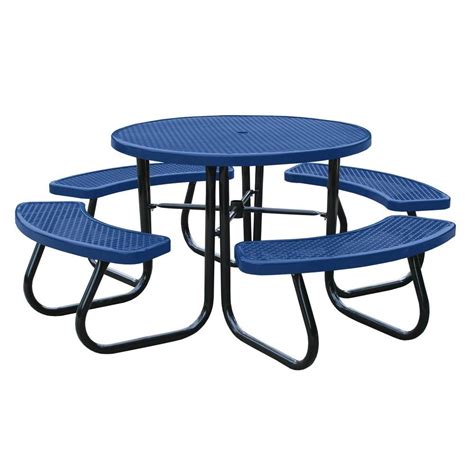 Paris 46 in. Blue Picnic Table with Built-In Umbrella Support-462-004 ...