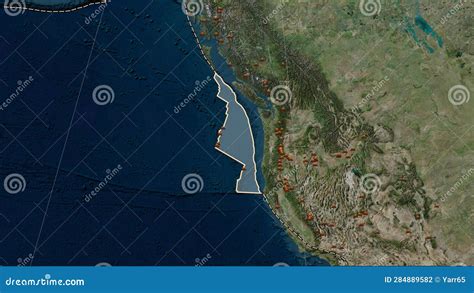 Earthquakes Around the Juan De Fuca Plate. Satellite Map Stock ...