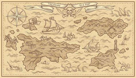 Premium Vector | Adventure design of old treasure map