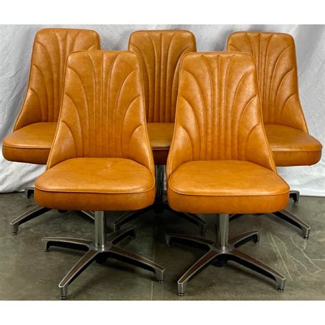 Vintage Chromcraft Mid Century Modern Swivel Dining Chairs - Set of 5 ...