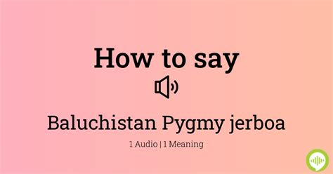 How to pronounce Baluchistan Pygmy jerboa | HowToPronounce.com