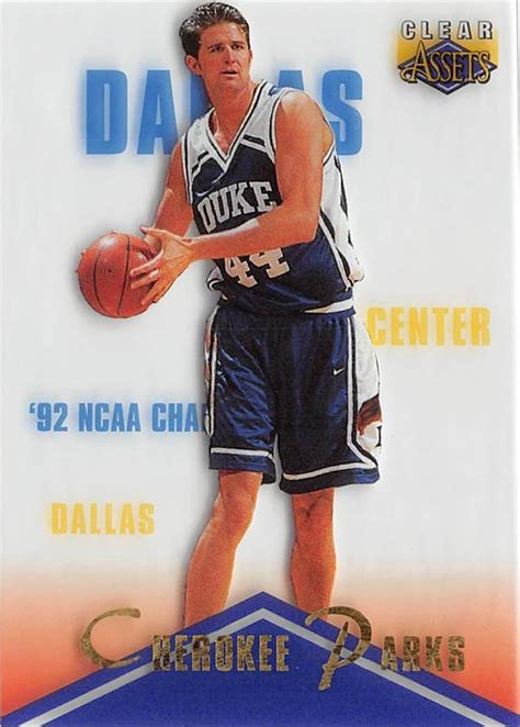 Cherokee Parks basketball card (Duke Blue Devils) 1996 Classic Clear ...