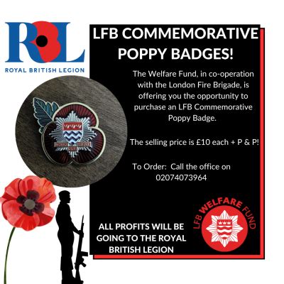 LFB POPPY BADGES 2023 - The London Fire Brigade Welfare Fund