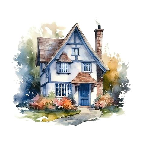 Cute watercolor house. Illustration 24529654 Stock Photo at Vecteezy