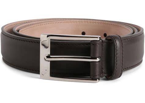 Gucci Belt Square Buckle Brown in Leather with Silver-tone - US