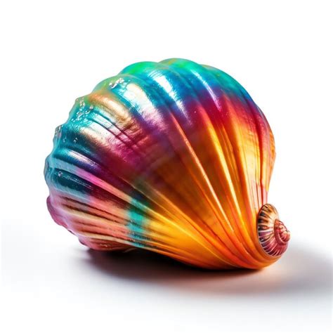 Premium Photo | Rainbow seashell isolated white object