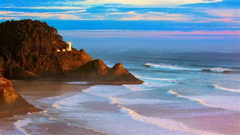 coast, Beach, Waves, Lighthouse, Oregon, Landscape Wallpapers HD ...