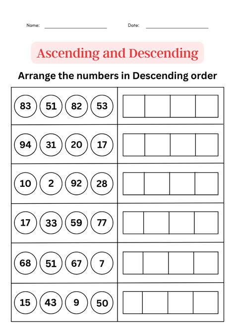 Ascending and descending order worksheet 1 to 100 - Ordering numbers ...